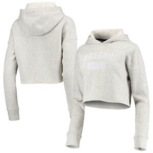 Women's Nike Heathered Gray Oregon Ducks Story Cropped Pullover Hoodie Med